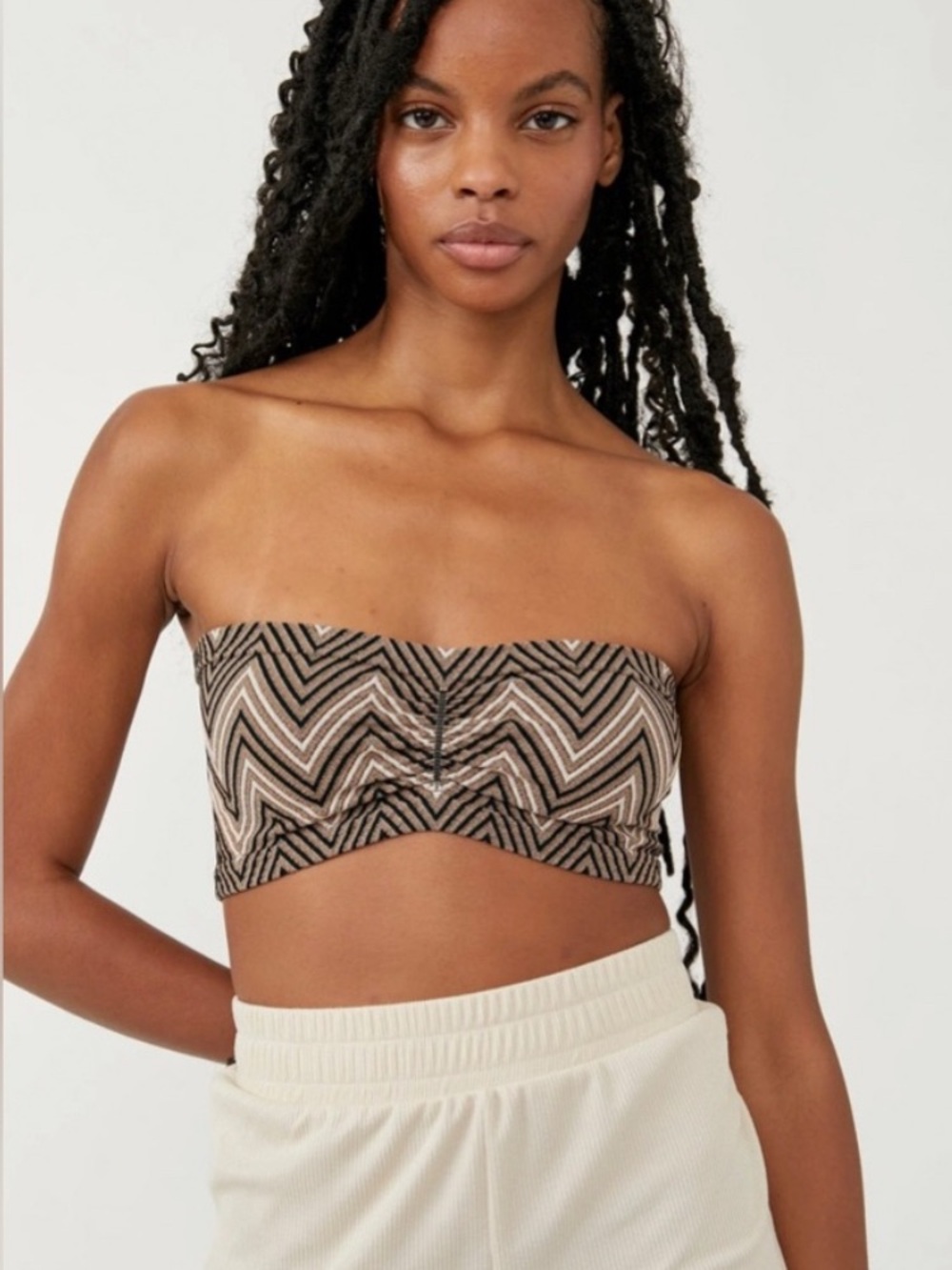 Free People Chevron Strapless Bandeau in Natural Combo